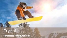  Presentation with flare - Cool new PPT theme with portrait-of-male-snowboarder backdrop and a coral colored foreground