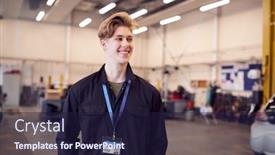  Presentation with apprenticeship - Cool new PPT theme with portrait-of-male-student-studying backdrop and a wine colored foreground