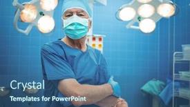  Presentation with theater - Amazing theme having portrait-of-male-surgeon-standing backdrop and a ocean colored foreground