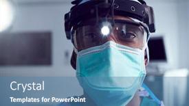  Presentation with light hospital - Audience pleasing slide deck consisting of portrait-of-male-surgeon-wearing backdrop and a teal colored foreground