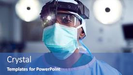  Presentation with light hospital - Cool new PPT layouts with portrait-of-male-surgeon-wearing backdrop and a teal colored foreground