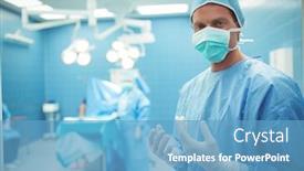  Presentation with hospital mask - Slides having portrait-of-male-surgeon-wearing background and a teal colored foreground