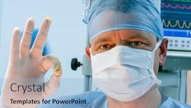  Presentation with surgical - PPT layouts having portrait-of-male-surgeon background and a light blue colored foreground