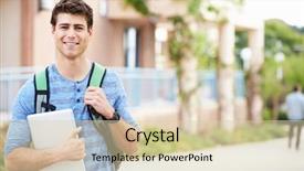  Presentation with university student internship - Theme featuring portrait of male university student background and a  colored foreground