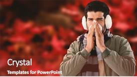  Presentation with blowing leaves - Cool new PPT layouts with portrait of man blowing nose backdrop and a tawny brown colored foreground
