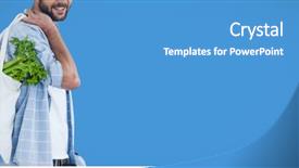  Presentation with carrying school bag - Colorful PPT theme enhanced with chart food - portrait of man carrying vegetables backdrop and a teal colored foreground