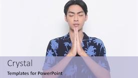  Presentation with coconut tree - Colorful presentation enhanced with portrait-of-man-casual-wearing backdrop and a light blue colored foreground