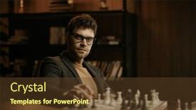  Presentation with waiting - Presentation theme featuring portrait-of-man-chess-player background and a tawny brown colored foreground