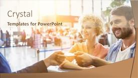  Presentation with airport boarding pass - Slide deck enhanced with portrait-of-man-giving-passport background and a cream colored foreground