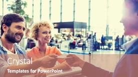  Presentation with airport boarding pass - Slides consisting of portrait-of-man-giving-passport background and a coral colored foreground