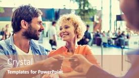  Presentation with airport boarding pass - Beautiful presentation theme featuring portrait-of-man-giving-passport backdrop and a coral colored foreground