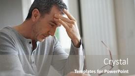  Presentation with migraine - Beautiful theme featuring portrait-of-man-having-migraine backdrop and a gray colored foreground