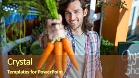  Presentation with carrots - Slide deck enhanced with portrait of man holding bunch of carrots in organic shop background and a tawny brown colored foreground