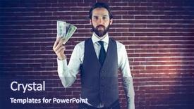  Presentation with no money - Beautiful presentation design featuring portrait of man holding money backdrop and a navy blue colored foreground