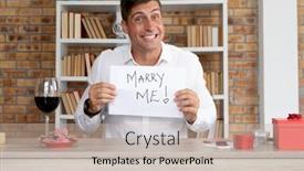  Presentation with online dating - Presentation theme with portrait-of-man-holding-placard background and a mint green colored foreground