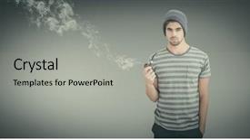  Presentation with pipe - Audience pleasing slide deck consisting of portrait of man holding smoking pipe against grey vignette backdrop and a light gray colored foreground