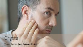  Presentation with skincare - PPT layouts having portrait-of-man-in-front background and a coral colored foreground