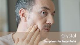  Presentation with skincare - Slide set consisting of portrait-of-man-in-front background and a coral colored foreground