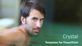  Presentation with spa - Theme with portrait-of-man-in-spa background and a ocean colored foreground