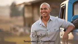  Presentation with loading - Presentation having portrait-of-man-loading-backpack background and a coral colored foreground