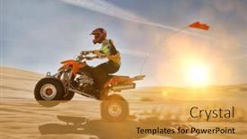  Presentation with biking - Slide deck with portrait-of-man-quad-biking background and a gold colored foreground