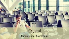  Presentation with case - Presentation design enhanced with portrait-of-man-sitting background and a soft green colored foreground