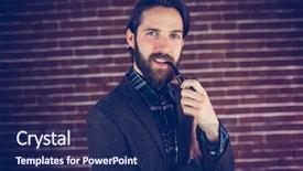  Presentation with hvac pipe - Presentation theme consisting of portrait of man smoking pipe background and a  colored foreground
