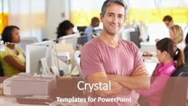  Presentation with math creative - Colorful PPT theme enhanced with portrait of man standing backdrop and a coral colored foreground