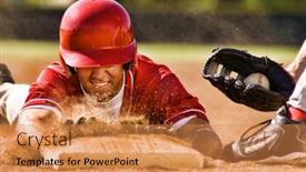  Presentation with base - Colorful PPT theme enhanced with portrait-of-man-stealing-base backdrop and a gold colored foreground