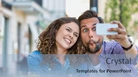  Presentation with selfie - Colorful slide deck enhanced with portrait-of-man-taking-selfie backdrop and a light blue colored foreground