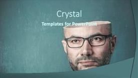  Presentation with head - Colorful presentation theme enhanced with portrait-of-man-with-empty backdrop and a ocean colored foreground