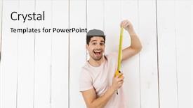  Presentation with masculine - Beautiful slide deck featuring portrait of masculine man 20s backdrop and a white colored foreground