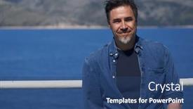  Presentation with boat - Colorful PPT theme enhanced with portrait-of-mature-age-middle backdrop and a  colored foreground