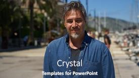  Presentation with sea port - Slide set featuring portrait-of-mature-age-middle background and a ocean colored foreground