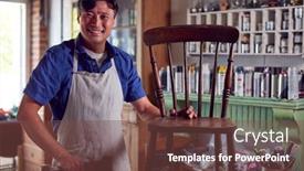  Presentation with asian - Presentation consisting of portrait-of-mature-asian-man background and a tawny brown colored foreground