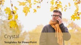  Presentation with maple - Colorful PPT layouts enhanced with portrait-of-mature-attractive-man backdrop and a yellow colored foreground