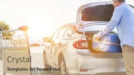  Presentation with luggage - Colorful slides enhanced with portrait-of-mature-businessman-putting backdrop and a coral colored foreground