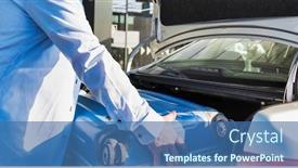  Presentation with luggage - Slide deck consisting of portrait-of-mature-businessman-putting background and a ocean colored foreground