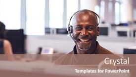  Presentation with customer service excellence - PPT layouts featuring portrait-of-mature-businessman-wearing background and a coral colored foreground