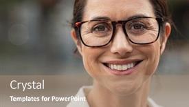  Presentation with entrepreneur - Cool new presentation theme with portrait-of-mature-businesswoman-wearing backdrop and a coral colored foreground