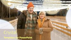  Presentation with skating - Presentation theme consisting of portrait-of-mature-couple background and a tawny brown colored foreground