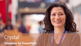  Presentation with teacher - Slide set with portrait-of-mature-female-teacher background and a coral colored foreground