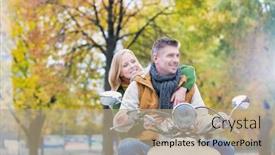  Presentation with motorbike - PPT layouts featuring portrait-of-mature-man-driving background and a coral colored foreground