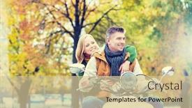  Presentation with motorbike - PPT theme enhanced with portrait-of-mature-man-driving background and a soft green colored foreground