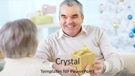  Presentation with giving - Slides featuring portrait of mature man giving background and a soft green colored foreground