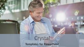  Presentation with flare - PPT theme featuring portrait-of-mature-man-holding background and a light blue colored foreground