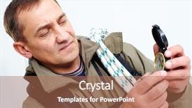  Presentation with man looking up happy - Theme having portrait of mature man looking background and a  colored foreground