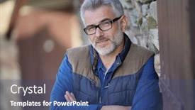  Presentation with farming - Beautiful theme featuring portrait of mature man in countryside farming life backdrop and a ocean colored foreground