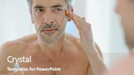  Presentation with old age - Slides enhanced with portrait of mature man background and a coral colored foreground