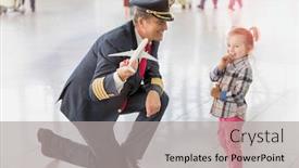  Presentation with airplane pilot - Presentation design consisting of portrait-of-mature-pilot-holding background and a light gray colored foreground